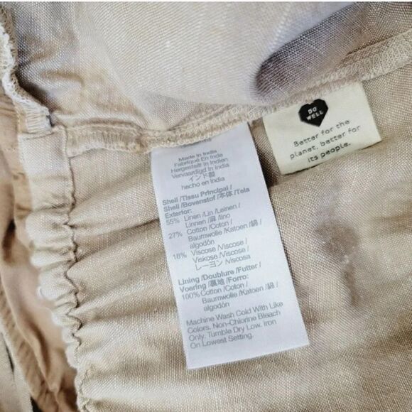 Madewell Linen Blend Ruffle Tie Back Wide Leg Jumpsuit in Seed Khaki Size 10 - Picture 9 of 12